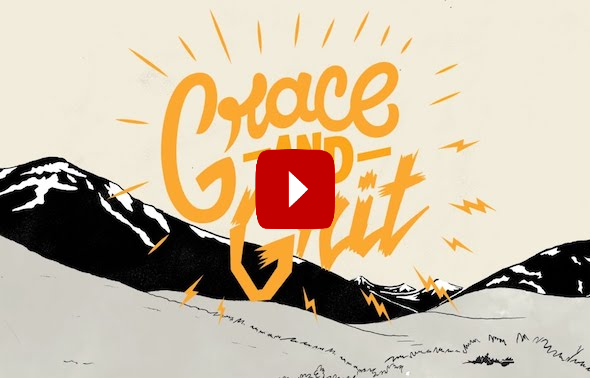 Grace and Grit Tale from the Trail thumbnail with animated mountains behind and play button