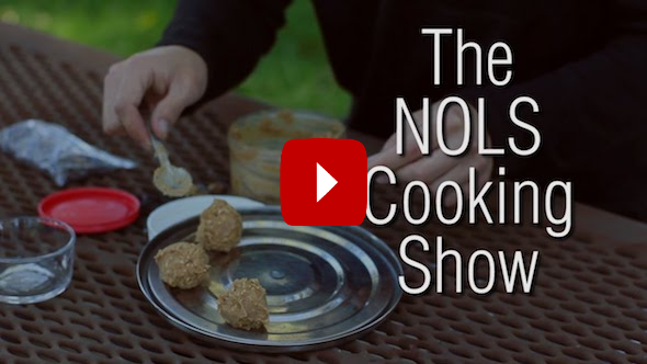 process of making peanut butter truffles is demonstrated on a NOLS cooking show video