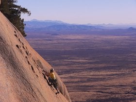 NOLS student multi-pitch rock climbing at Arizona's Cochise Stronghold