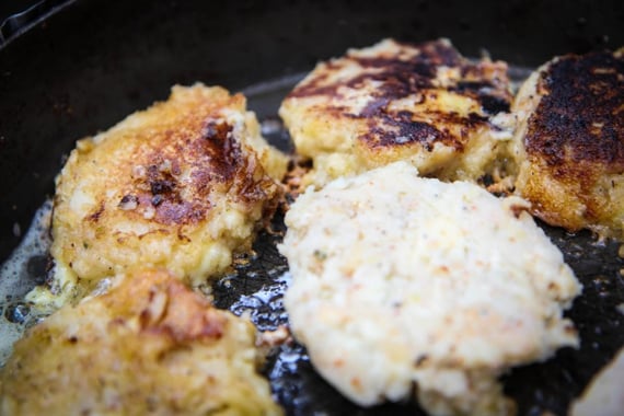 Corn cakes in pan, photo courtesy Alex Chang, Cornell Leadership Expedition