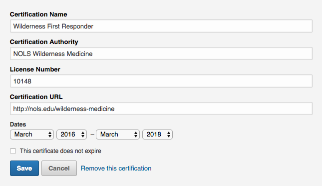 LinkedIn Add Certification Screenshot