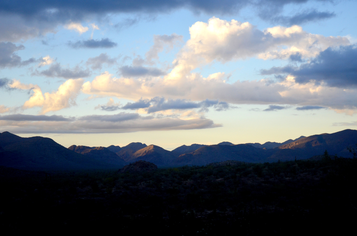 Sunset over mountains in Baja