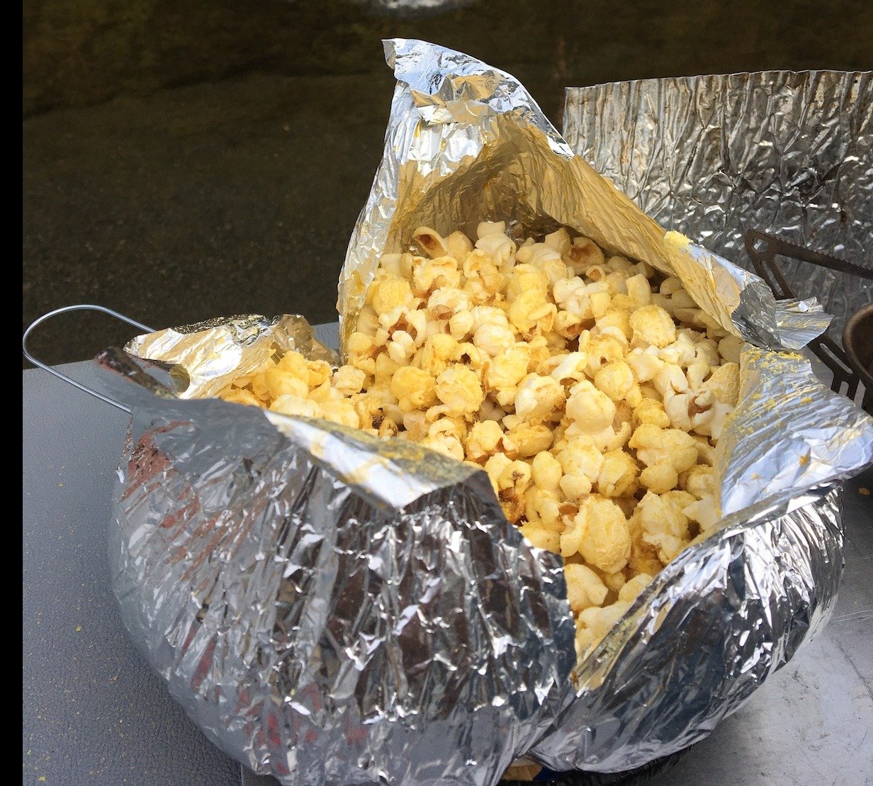 Popcorn wrapped in tinfoil