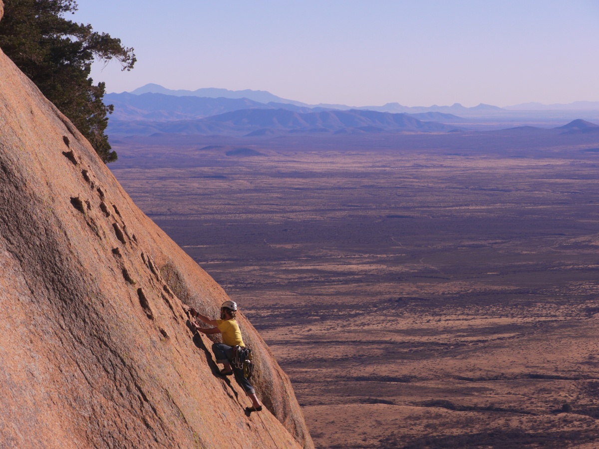 Person climbing at Cochise Stronghold in Arizona