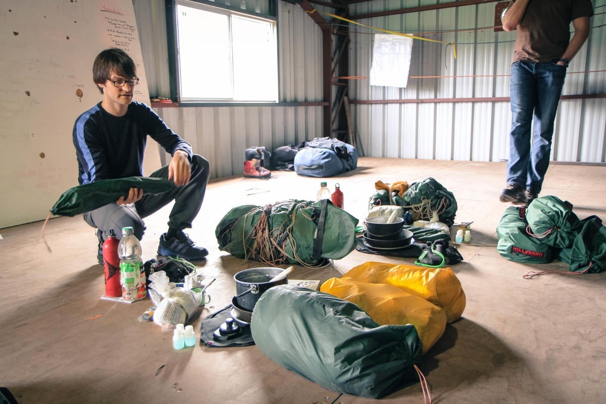 Preparing gear before an expedition