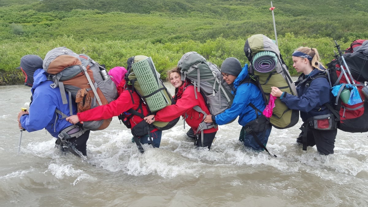 Teamwork on a river crossing